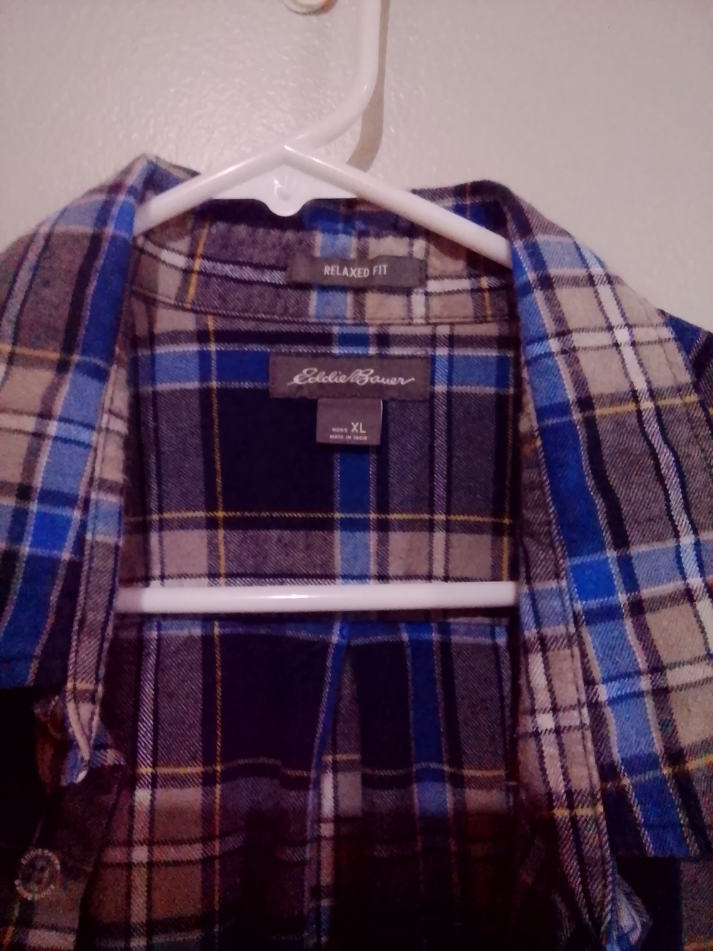 Eddie Bauer Blue Plaid Flannel Shirt